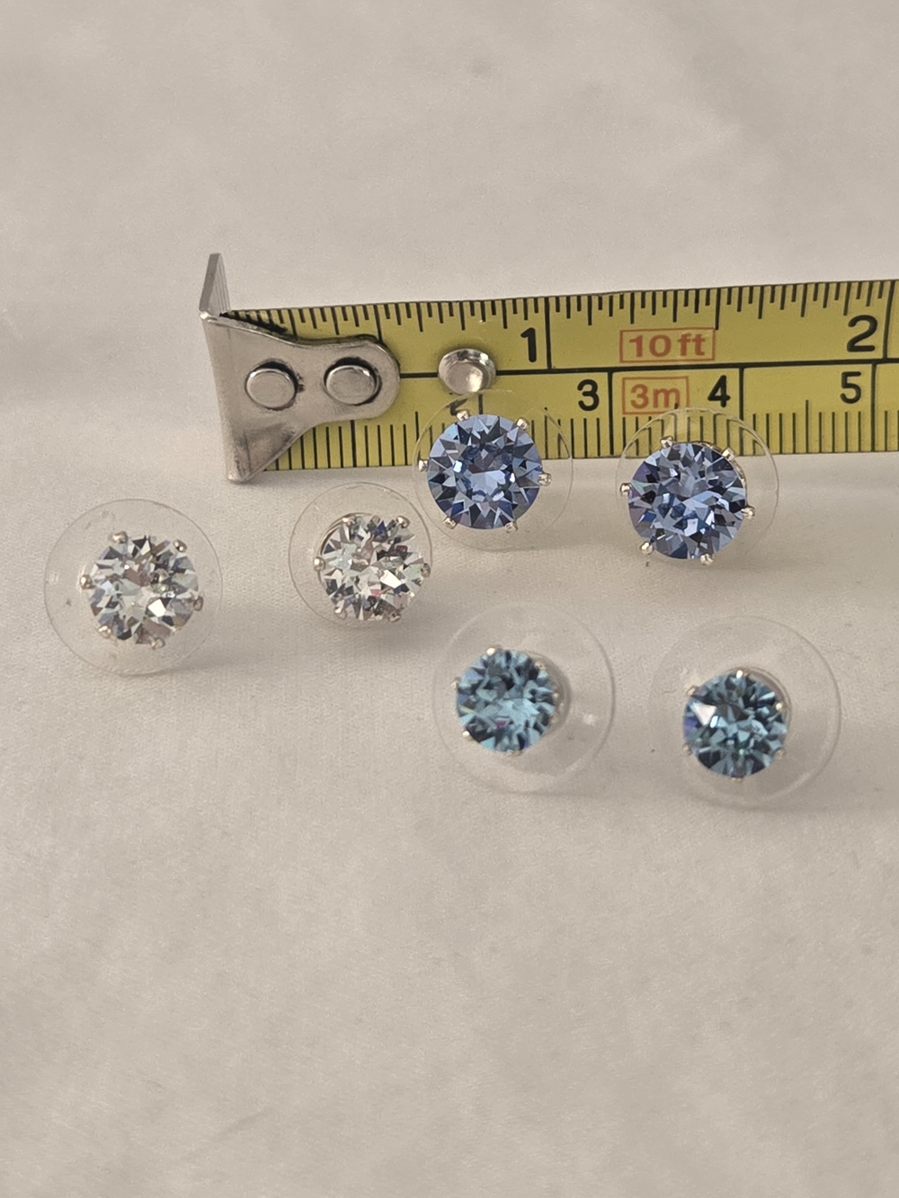 Sparkling Blue, Powder Blue and Clear Stud Earring Set